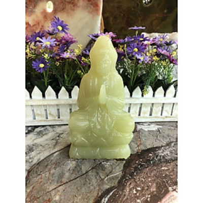 Tượng Phật Bà Quan Âm ngồi đài sen đá ngọc Onyx - Cao 20 cm