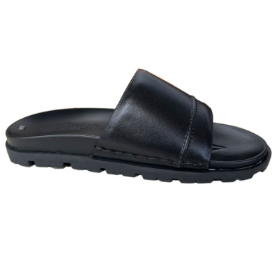 Dép  nam da quai ngang màu đen chính hãng Trường Hải da bò thật QN146