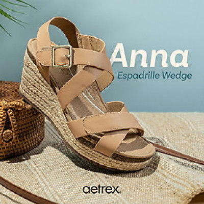 Sandal cao gót sức khỏe nữ Aetrex Anna Sand - Giày đế xuồng gót cao 8p, đệm nâng vòm, mềm nhẹ