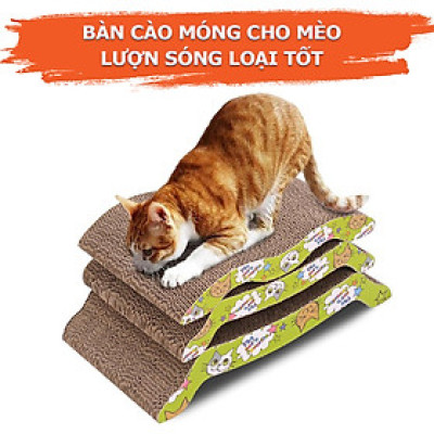 Bàn Cào Móng Lượn Sóng Cho Mèo Kích Thước 20 x 42cm - YonaPetshop 