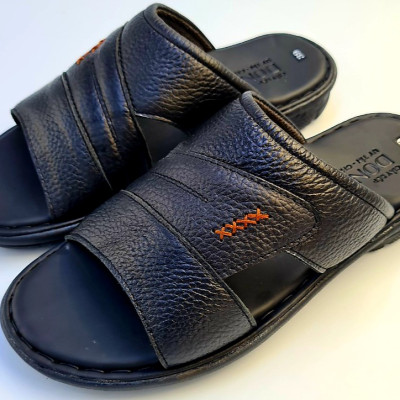 Dép quai ngang nam da bò tự nhiên DONAVY cao cấp kiểu dấu X may chắc chắn DQN4X