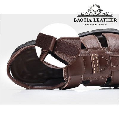 Dép nam quai ngang da thật BHD2512 Dép nam trung niên