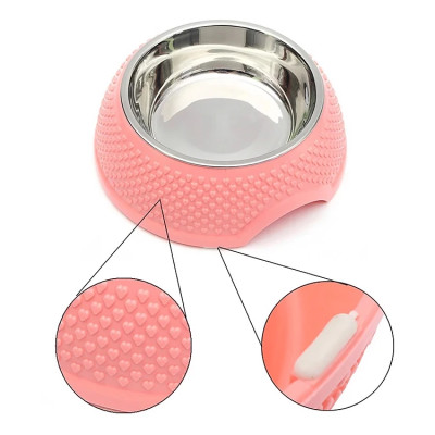 Bát Ăn Đơn Inox Cao Cấp Vân Trái Tim Cho Chó Mèo