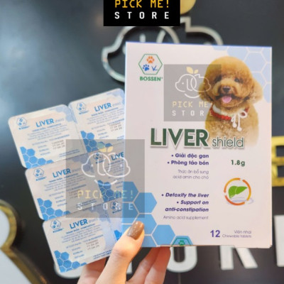 BOSSEN - LIVER shield (dogs) Hỗ Trợ giải độc gan cho Chó và Phòng Táo Bón - Hộp 12 viên