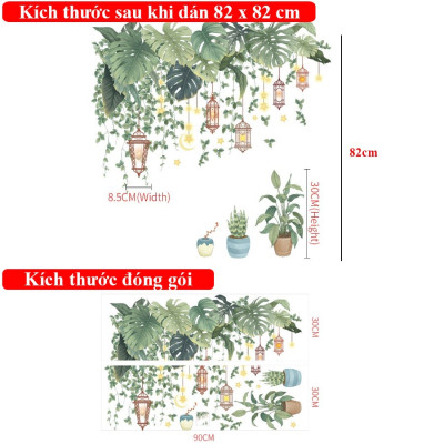 Sticker Giấy Dán Tường Decal Dán tường Tranh Dán Tường Trang Trí Tường Mẫu Hoa Lá ZH90