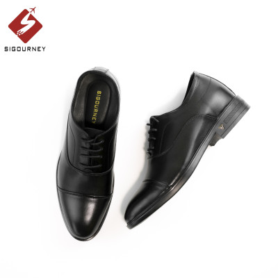 Giày Da Nam Tăng Chiều Cao 6cm Dáng Oxfords SIGOURNEY Màu Đen SIG-33 Bảo Hành 18 Tháng
