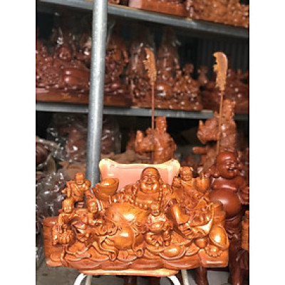 Tượng phật di lặc ngũ phúc bằng gỗ hương đá kt 60×30×27cm