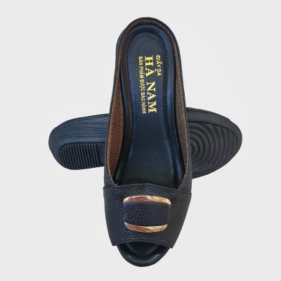 Dép Nữ Quai Ngang Đế Xuồng Da Bò Thật TiTi ĐÔ Cao Cấp DNU2096d