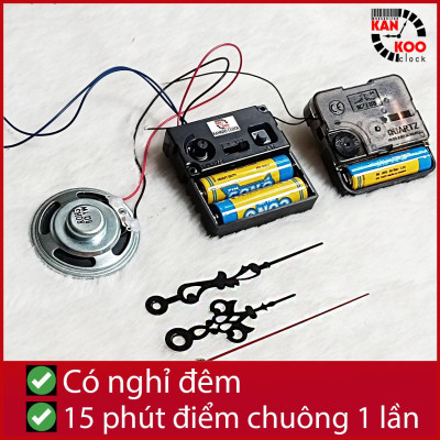 Bộ máy phát nhạc chuông điểm giờ cho đồng hồ treo tường có 2 chế độ phát: 15p điểm 1 lần và 60p 1 lần- 3 kiểu nhạc- có chế độ nghỉ đêm LOẠI 1 BẢO HÀNH chính hãƞg 24 THÁNG