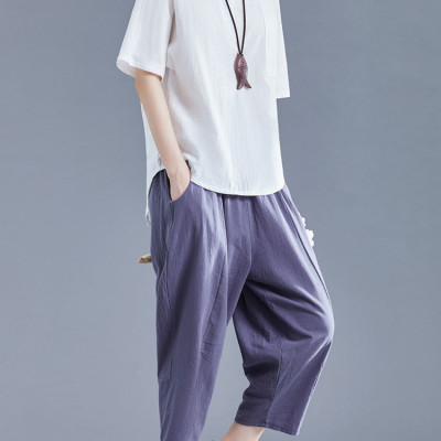 Áo sơ mi nữ form rộng kiểu tay lỡ cổ tròn NeSa Shop, chất liệu Lanh Cotton thấm hút mồ hôi, áo sơ mi nữ nhiều màu, SMT02