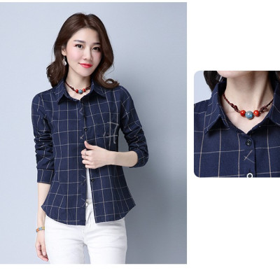 Áo sơ mi caro kiểu nữ công sở thiết kế thời trang Haint Boutique cổ sơ mi cơ bản Sm191