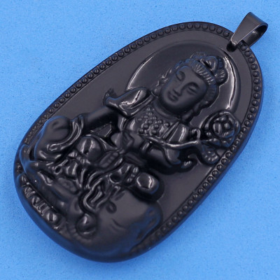 Mặt dây chuyền Bồ tát Phổ hiền đen 6 cm