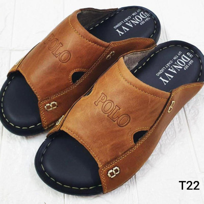 Dép quai ngang nam da bò cao cấp, may đế chắc chắn quai da  may số 8 cách điệu DOS8