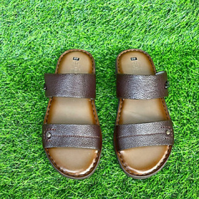 Dép nam da bò quai ngang đế cao 2,5cm Trường Hải hai màu nâu, đen DN135