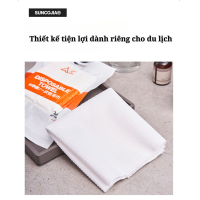 Khăn mặt khô đa năng dùng 1 lần lau khô, lau ướt - Kích thước 72x32 - Cuộn 10 khăn - Hàng chính hãng