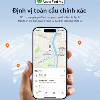 Thẻ định vị Ho,co DMH3 siêu mỏng, pin 100mAh sạc lại được, chống nước IP68, định vị toàn cầu cho iOS - Hàng chính hãng