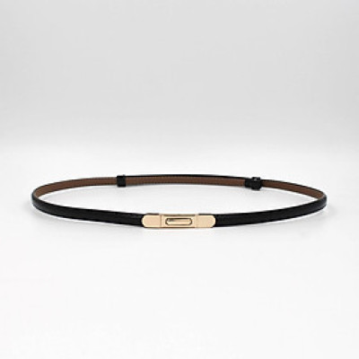 Đai thắt eo da thật bản nhỏ 1cm khóa bấm Aaa Jeans 