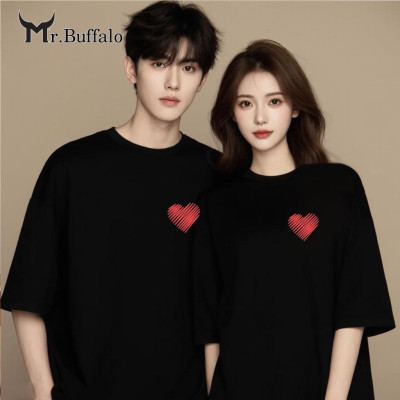 Áo Thun Đôi, Cặp Mr.Buffalo "Trái tim" Tshirt Cotton 100% có bigsize Unisex Local Brand B20