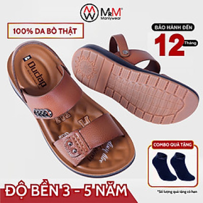 Dép Sandal Nam Da Bò - DC03 Đế Cao Đúc Nguyên Khối, Đường Khâu Chắc Chắn, Đế Massage Mềm Mại Êm Chân