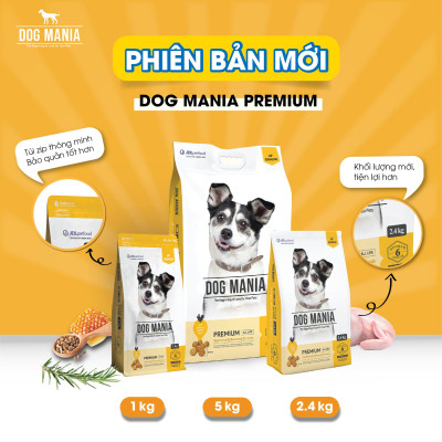 [2,4kg] THỨC ĂN HẠT CHO CHÓ MỌI LỨA TUỔI DOG MANIA PREMIUM TÚI 2,4kg