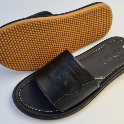 DÉP QUAI NGANG NAM DA BÒ 100%, QUAI DA BÒ NAPPA CAO CÁP, ĐẾ CAO SU VÀNG ĐI MASSAGE CHÂN CỰC KỲ ÊM 