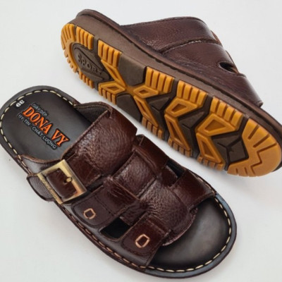 DÉP NAM BA QUAI DA BÒ,QUAI CÓ GẮN KHUY ĐẸP MẮT 