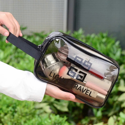 Túi đựng mỹ phẩm trong suốt có quai cao cấp MÀU ĐEN 26x15x10cm