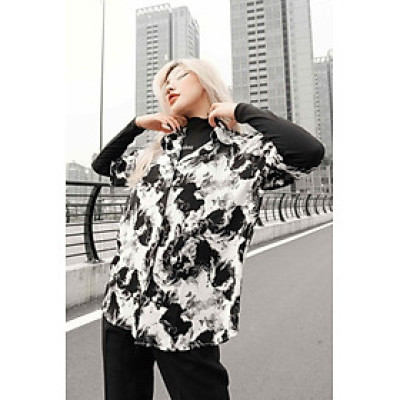 Áo somi tay ngắn mực loang