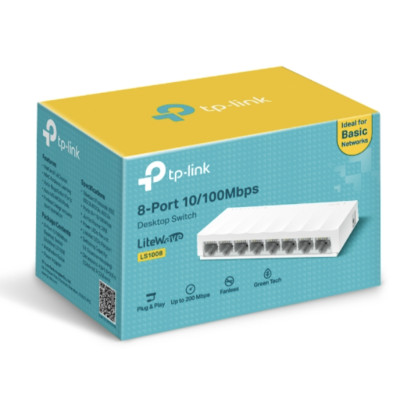 TP-Link LS1008 - Bộ chia mạng 8 cổng, tiết kiệm điện năng, tốc độ cao 10/100 Mbps - Hàng chính hãng
