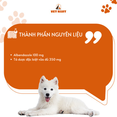 Viên Tẩy Các Loại Sán, Giun Cho Thú Cưng  Five Alben For Pet Hương dâu 100mg Hộp 3 vỉ x 10 viên - Fivevet