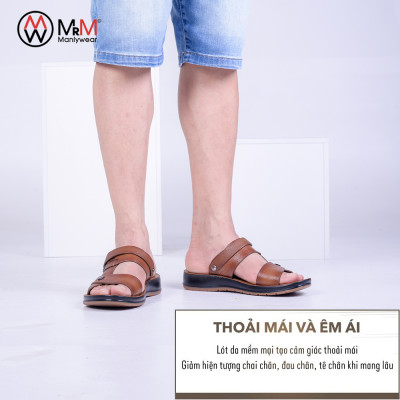 Dép Sandal Nam Da Bò Đế Cao Đúc Nguyên Khối, Đường Khâu Chắc Chắn, Đế Massage Mềm Mại Êm Chân - DC01