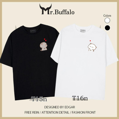 Áo đôi , áo thun cặp nam nữ tay lỡ Unisex form rộng CÓ BIGSIZE vải cotton T15nT16n- Mr.Buffalo