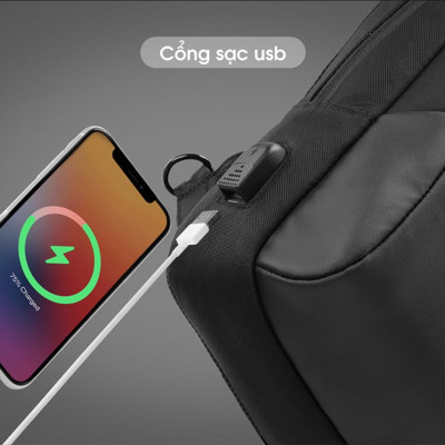 Túi đeo chéo thời trang KINGBAG JULIUS IV cổng USB, nhiều ngăn, chống trộm, vải kháng nước tốt - Hàng chính hãng