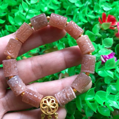 Vòng Tay phong Thủy may mắn tài lộc kiểu Đá Lu Charm mặt trời thiên nhiên vip  Size 9mm x dài 12mm hàng cao cấp nữ đeo tay sang lắm luôn ạ  100% đá thiên đeo vào may mắn tốt sức khỏe tim mạch và đẹp ạ