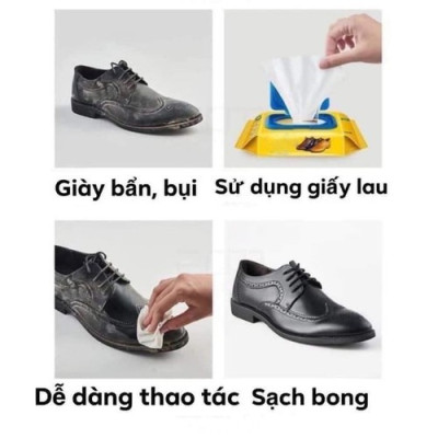Gói 30 tờ giấy ướt lau giày vàng chuyên dụng - Hàng Nhập Khẩu