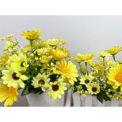 Chậu hoa đồng tiền nhân tạo để bàn làm việc - Cây giả, hoa lụa Decor trang trí nhà cửa