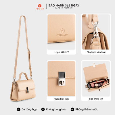 Túi Yuumy ( Thời trang nữ nắp gập khoá xoay thanh lịch size 21 - Túi đeo chéo da Seasand YN302 )