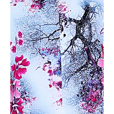 Bộ mặc nhà lanh (tole) Vicci BNXT.078.1 vải Thái 3D cao cấp họa tiết hoa đỏ nền trắng 