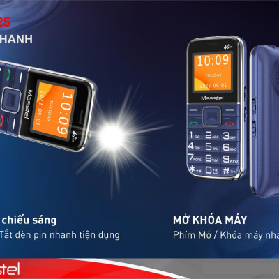 Điện thoại người già Masstel Fami 12S 4G(LTE) , Bàn phím chữ số to, Loa lớn , Máy viền thép chắc chắn - Hàng chính hãng