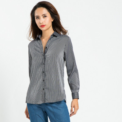 Áo Sơ Mi Nữ Công Sở Cao Cấp Thời trang thiết kế Hity TOP082 (Sọc Trắng Đen)