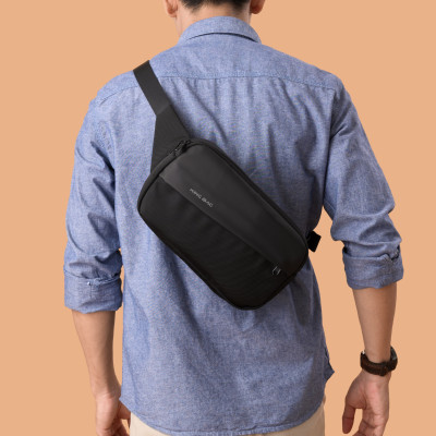 Túi đeo chéo thời trang KINGBAG BAMBOO nhiều ngăn, vải kháng nước tốt, khóa YKK, màu đen - Hàng chính hãng