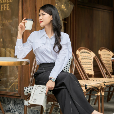 Set áo sơ mi tà bèo Ara thiết kế cao cấp WHITE CHIC