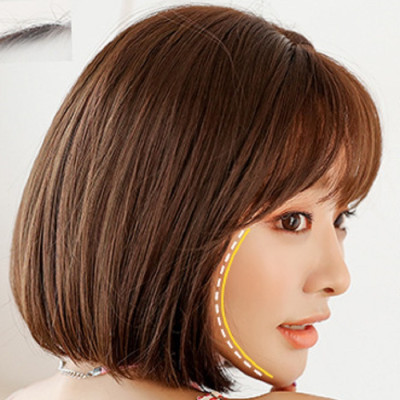 Tóc giả nữ nguyên đầu hàn quốc, kiểu ngắn, mái thưa tặng kèm lưới trùm tóc, giống hình 90%, tóc tơ nhân tạo chịu nhiệt