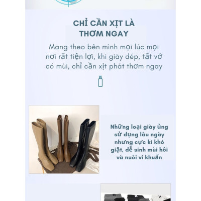 Chai xịt khử mùi giày dép, chiết xuất từ thực vật tự nhiên dễ dàng khử mùi hôi, diệt vi khuẩn, bảo vệ giày - Hàng chính hãng