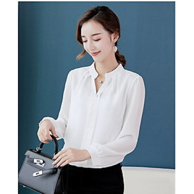 Áo sơ mi nữ công sở, áo sơ mi trắng cổ tàu trẻ trung, thời trang cho phái nữ HB67
