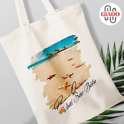 Túi canvas GIADO, túi vải bố, túi tote mẫu Phú Quốc bãi sao biển