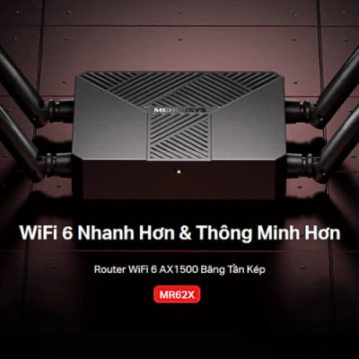 Bộ phát Wifi Mercusys MR62X ( Router ) WiFi 6 AX1500 Băng Tần Kép - Hàng Chính Hãng