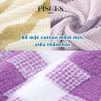 Khăn Tắm PISCES TOWEL 70x140cm Họa Tiết Tổ Ong Cotton Mềm Mại, Khăn Spa Yoga Gym Thể Thao Thấm Hút Mồ Hôi