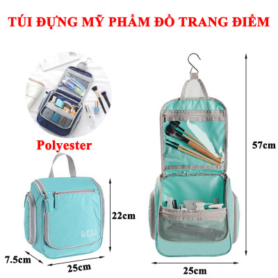 Túi Du Lịch Đựng Mỹ Phẩm Đồ Trang Điểm Cá Nhân KUNBE Kiểu Dáng Năng Động, Trẻ Trung Có Móc Treo Tiện Lợi