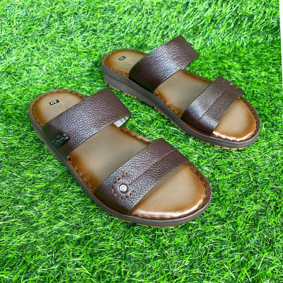 Dép nam da bò quai ngang đế cao 2,5cm Trường Hải hai màu nâu, đen DN135